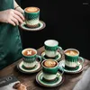 Mokken turquoise thee koffiekopje met schotel drinkware creatieve oven veranderd groen mok kantoor cadeau cups