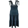 Vestido azul de Dama Dama Blue 2024 Summer Spaghetti Strap V Neck Backless Big Swing Casual Loose Street Jeans Vestido