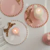 Candle Holders Candlestick Pad Base Pography Ornaments Retro Round Tray Holder Home Storage Decoration Supplies Friend Gifts