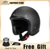 Casques de moto en fibre de carbone ultra-léger Face ouverte 3/4 demi-casque pour moto cyclomoté Four Seasons Men Dot approuvé