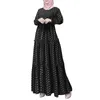 Etniska kläder hijab kläder för kvinnor design bohemisk polka dot tryck muslimsk klänning långa ärmar islamisk bön