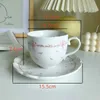 Tumblers French Style Ceramic Cups Coffee Cup and Saucer Hand Pinched Retro Lace Relief Rose Bow Milk Tea Saucers Afternoon H240425