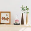 Decoratieve bloemen Mini Cupcake Stand Immortal Bloem Glass Cover Micro-landscape houten basis versiering bewaard bureaublad