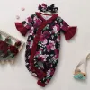 Одноказки 018 месяцев новорожденных девочек-девочек великолепные розовые цветочные комбинезоны с коротки