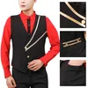 Herenpakken Coat Vest Elegant Mens Modest Polyester Regelmatig mouwloos vaste pak V Neck veelzijdige taille knop Office duurzaam