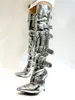 2024 Lady Leather Martin Booties Stiletto Teli HIGHT FEIVENT CIVET Stivali da donna con bottini alti con le dita dei piedi con fibbia con cerniera con cerniera con cerniera zip 34-43