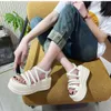 Roman Sandals Women 2024 Summer New High Heels Platform Ladies for Ladies non-Slip Open-Towed Beach Shoes for White