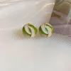 Boucles d'oreilles mi minar simple torsadé blanc de couleur vert couleur émail géométrique pour les femmes boucles d'oreille carré rond métalliques