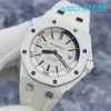 Pulro de movimento AP Relógio Royal Oak Offshore Series 15707CB White Ceramic Mens Watch com cor azul e branca correspondente ao relógio mecânico automático 42mm