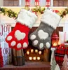 Christmas Party Dog Cat Paw Stocking Hanging Socks Tree Ornament Decor Hosiery plush Xmas Socks kdis Gift Candy Bag LJJA29198809230