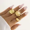 Round Ball Glossy exagéré Anneau d'ouverture Set pour bijoux Femme Instagram Niche Geometric Curved Bracelet
