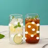 Tumblers Small Daisy Pattern Clear Drinking Glass Can With Bamboo Lid And Straw Juice Cup For Hot/Cold Drinks Drinkware Mothers Day Gift H240425