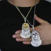 Novo Jesus Christ Piece Head Face Pinging for Men Iced Out Bling CZ Pavimented Charm Colar com jóias de Hip Hop Chain