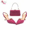 Dress Shoes 2024 Winter Design Pumps Match Hand Bag In Fuchsia Color Comfortable Thin Heels Italian High Quality And Set