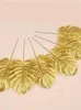 Dekorativa blommor 10st Golden Artificial Tropical Palm Leaves With Stems For Home Hawaiian Party Jungle Beach Theme Decoration