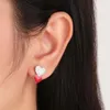 Boucles d'oreilles Stud Rosheng 925 Silver Original Cz Crystal Double Heart For Women Rencony Righestone Party Jewelry Korea Style 2024