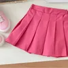 Giyim Setleri Moda Bebek Kız Pileli Bebek Yürümeye Başlayan Çocuk Çocuk Düz Renk Yüksek Bel Giysileri Partisi Dans 1-10y Q240425