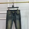 Mens Jeans Designer High midja Liten rak rör Slim Fit Elastic mångsidig vår sommar ungdomsklassiska blå modebyxor långa byxor