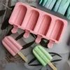 Ice Cream Tools Silicone 4 Chamber Oval Double Groove Ice Cream Mold Creative Simple Stripe Tray Jelly Pudding Soap Mouse Cake Gift Q2404251