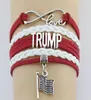 Trump 2020 Love Couple Bracelet American Flag Charm LETTER PU PU Leather Wrap Broupeaux pour la fête Bijoux Gift KJJ575168919