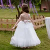 الصيف ترتر أبيض تول الفتيات اللباس Bridemaid Princess Kids Kids Party Dresses for Girl Bow Wedding First Compleinion Evening Costume