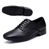 Chaussures de danse Cowhide Men's Modern Adult Real Soft Sole Sole Ballroom Latin Style