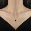 Pendant Necklaces Small Two Side Round Pendant Necklace For Women Shell Jewelry Stainless Steel Love Crystal Stone Short Chokers Luxury Wholesale