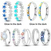 Bonnes de cluster brillent dans l'obscurité pour les femmes 925 Silver Star Moon Sun Sparkling Cubic Zircon Exquis Bijoux