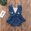 One-Pieces 2020 Baby Summer Clothing Pasgeboren baby Babymeisjes Romper Solid Denims Playsuits Playpares Mouwloze riem Sunsuit Hoge kwaliteit