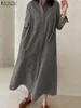 Casual klänningar znazea vintage veckad höst ol arbetsklänning kvinnor lapel långärmade knappar ner vestidos mantel solid shirtdress