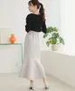 Faldas estilo japonés elegante falda midi femenina 2024 Oficina de primavera Women Women High Color puro Cintura elástica de la cola de pescado