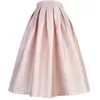 Kjolar vintage elegant kändis hög midja matt satin kjol för kvinnor dammiga rosa vita svart formella tillfällen ol arbetskläder 2024