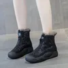 Boots 6CM Top Quality Genuine Leather High-top Plush Women's Short Booties Fashion Versatile Snow Platform Winter