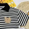 T-Shirts Bebek Erkek Giysileri Kısa Kollu Takım 0-5 Yaşındaki Çocuklar İçin Uygun Küçük Kızlar Giyim Moda Şerit Desenleri Çocuklar Clothl2404