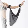 Stage Wear Belly Dance Costume Accessories Wholesale 1 Piece Arm Sleeves Wrist Adjustable Chiffon Sleeve Sequins Armbands 11 Colors