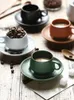 マグカップイタリアンセラミックコーヒーとソーサーセット家庭用カプチーノラテカップシンプルなポータブルティーブレックファーストミルクCE / EU