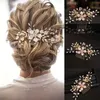 Hair de mariage bijoux de mariage couronne de mariée peigne perle doré cheveux longs vigne accessoire fleur en strass à la main