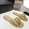 Luxury Mules Women Designer Sandals Scuffs Flip Flops Round Toes Flat Low Heel Camellia flower Slipper Slip On Patent Leather Slipper Outdoor Beach For Girls