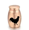 Chicken Engraved Cremation Memorial Urn Ashes Holder Aluminum Alloy Small Keepsake Urns for Human Pet Ashes 16x25mm2722224