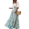 Skirts Women Flowy Boho Skirt Printed Ruffled Hem Summer Casual For Beach Vacation Club Streetwear Aesthetic Clothes