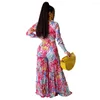 Kvinnors tvåbitar byxor 2024 Afrikanska kvinnor modekläder tryck chiffon2 bitar 2xl