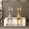 1pcs cerâmica ornamentos de coelho se sentado com centena de luxo Acessórios para decoração de luxo estética de arte alta 240425