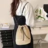 Avondtassen vrouwen schouder zomer geweven stro emmer crossbody tas casual boho drawstring dames handtassen portemonnee voor strand winkelen