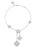 Högkvalitetsdesigner Vancefe Clover Necklace Womens Six Flower Ten Flower Full Diamond White Fritillaria 925 Pure Silver 18K Fashion Simple High Grade Strength Chain