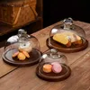 Bottiglie di stoccaggio barattoli di cassa in legno creativo piatto di cibi da stoccaggio cucina con copertura di vetro Snack da dadi da dessert da frutta H240425