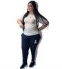 Brandneue Pluz-Größe 3xl 4xl Womens Overiszed Tracksuits Kurzarm T-Shirt +Hosen zweiteiler Set gedrucktes Haus im Freien T-Shirt für Frauen