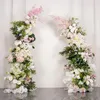 Decoratieve bloemen Roze groene serie Rose Hydrangea Wedding achtergrond Hoorn Arch Decor Arrangement Bloemgebeurtenis Bloemstand Stand raam