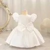 Sukienki dziewczyny 2024 Nowe letnie dziewczyny Bubble rękawy puszystą elegancką sukienkę wieczorową dziobową sukienkę dla dzieci
