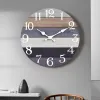 Clocks Wooden Wall Clock Number Wall Clock Rustic Vintage Wood Wall Clock Silent Non Ticking 10inch Round Analog Alarm For Room