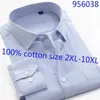 Camisetas masculinas de moda de moda de manga longa algodão super grande camisa casual listrada mais tamanho 42-50 2xl-10xl